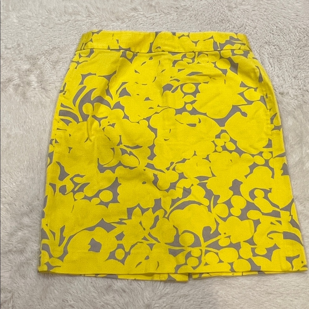 *J.CREW* Yellow & Grey Gladiola Floral Pencil Skirt size 6